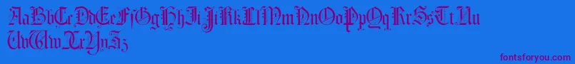 Morcrepito-Schriftart – Violette Schriften auf blauem Hintergrund