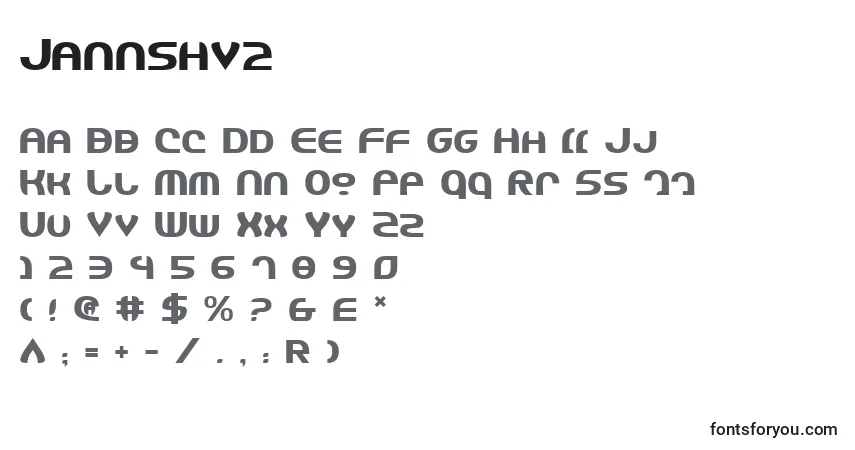 A fonte Jannshv2 – alfabeto, números, caracteres especiais