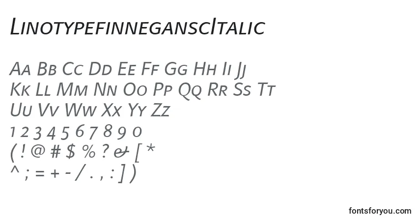 Fuente LinotypefinneganscItalic - alfabeto, números, caracteres especiales