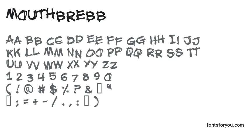 Czcionka Mouthbrebb – alfabet, cyfry, specjalne znaki