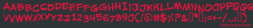 フォントMouthbrebb – 黒い背景に赤い文字