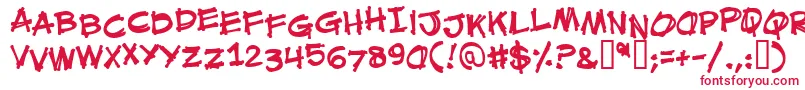 フォントMouthbrebb – 白い背景に赤い文字