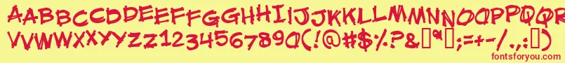 Mouthbrebb Font – Red Fonts on Yellow Background