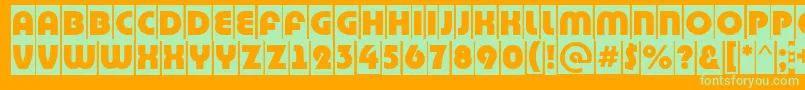 Fonte BighaustitulcmRegular – fontes verdes em um fundo laranja
