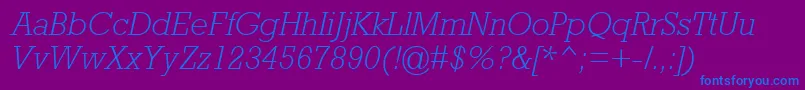 AstuteLightSsiLightItalic Font – Blue Fonts on Purple Background