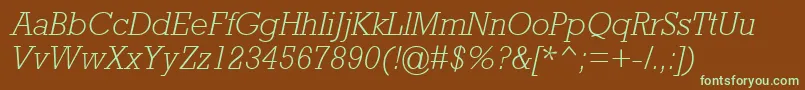 AstuteLightSsiLightItalic-fontti – vihreät fontit ruskealla taustalla