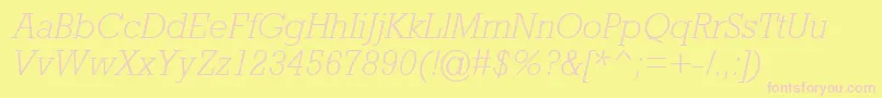 AstuteLightSsiLightItalic-fontti – vaaleanpunaiset fontit keltaisella taustalla