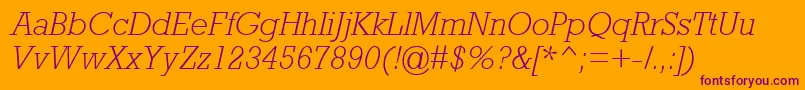 AstuteLightSsiLightItalic-fontti – violetit fontit oranssilla taustalla
