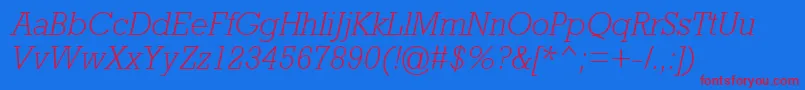AstuteLightSsiLightItalic Font – Red Fonts on Blue Background