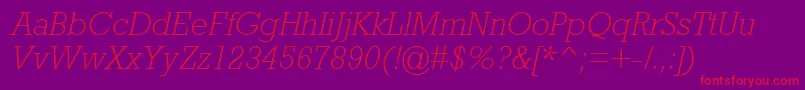 AstuteLightSsiLightItalic Font – Red Fonts on Purple Background