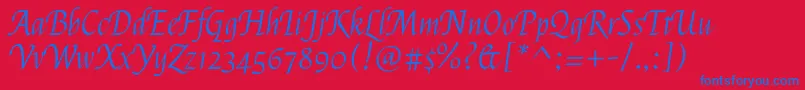 FelipaRegular-Schriftart – Blaue Schriften auf rotem Hintergrund