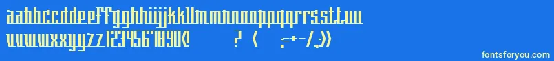 Weitere Informationen zur SkewIt-Schriftart SkewIt-Schriftart – Gelbe Schriften auf blauem Hintergrund