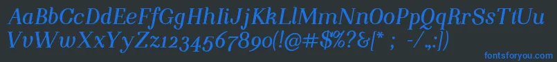 NightstillcomesBolditalicFinalSample Font – Blue Fonts on Black Background