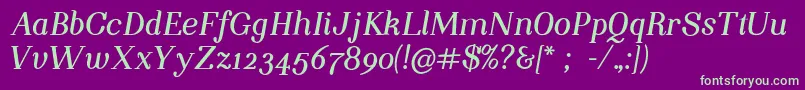 NightstillcomesBolditalicFinalSample Font – Green Fonts on Purple Background
