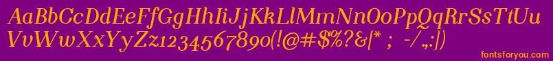 NightstillcomesBolditalicFinalSample Font – Orange Fonts on Purple Background