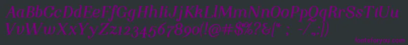 NightstillcomesBolditalicFinalSample Font – Purple Fonts on Black Background