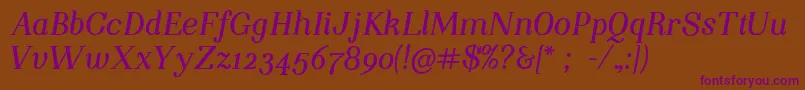 NightstillcomesBolditalicFinalSample Font – Purple Fonts on Brown Background