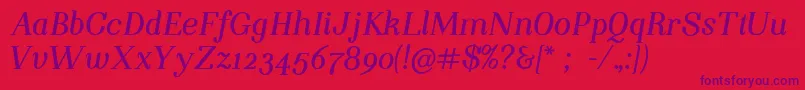 NightstillcomesBolditalicFinalSample Font – Purple Fonts on Red Background