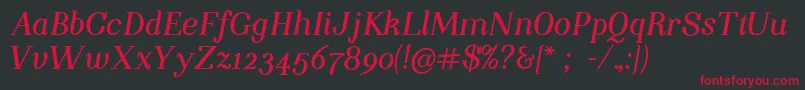 フォントNightstillcomesBolditalicFinalSample – 黒い背景に赤い文字