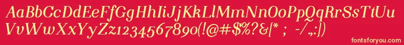 NightstillcomesBolditalicFinalSample Font – Yellow Fonts on Red Background