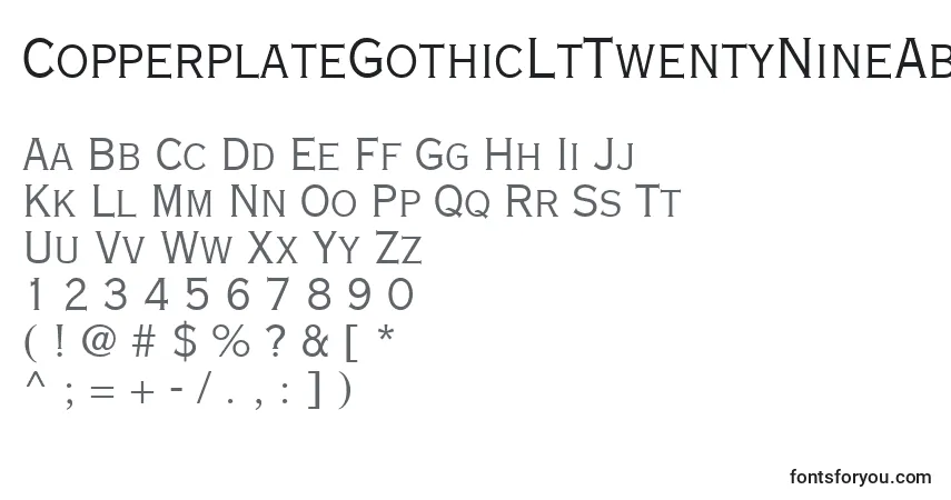 Шрифт CopperplateGothicLtTwentyNineAb – алфавит, цифры, специальные символы