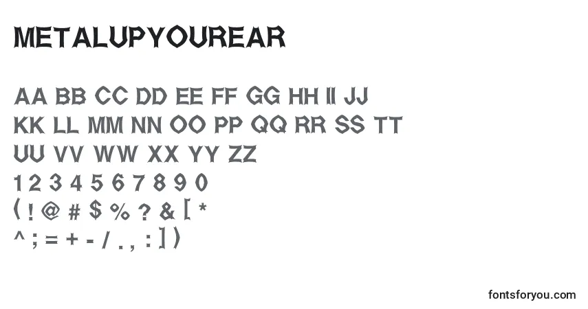 Czcionka MetalUpYourEar – alfabet, cyfry, specjalne znaki