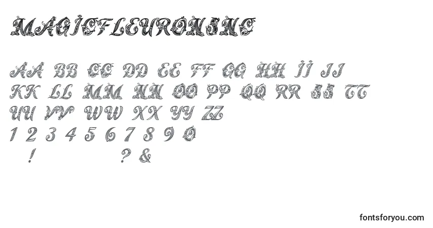 Schriftart MagicFleuronsNc – Alphabet, Zahlen, spezielle Symbole