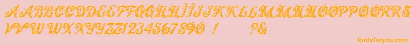 MagicFleuronsNc-Schriftart – Orangefarbene Schriften auf rosa Hintergrund