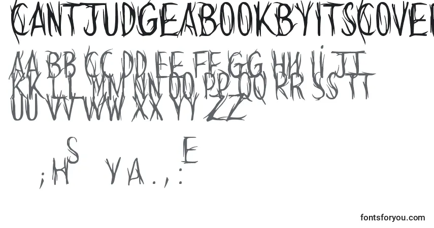 Czcionka CantJudgeABookByItsCover – alfabet, cyfry, specjalne znaki