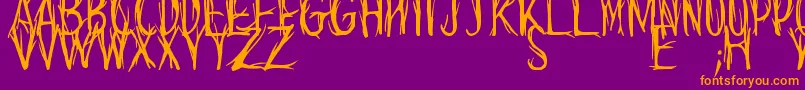 CantJudgeABookByItsCover-fontti – oranssit fontit violetilla taustalla