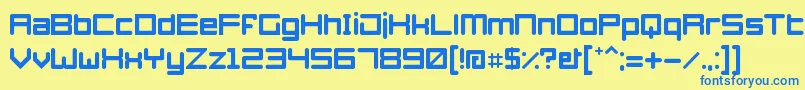 Fonte Azertyperegular – fontes azuis em um fundo amarelo