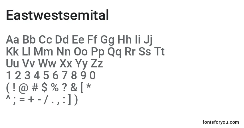 A fonte Eastwestsemital – alfabeto, números, caracteres especiais