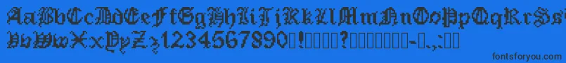 Fonte PixeledEnglishFont – fontes pretas em um fundo azul