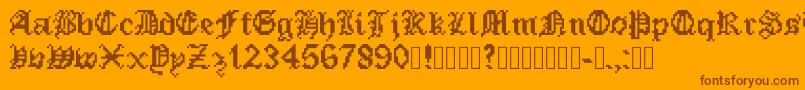 PixeledEnglishFont-fontti – ruskeat fontit oranssilla taustalla