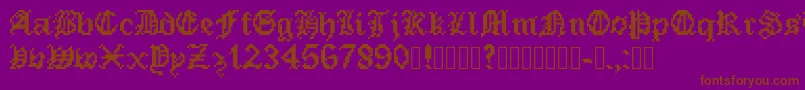 Fonte PixeledEnglishFont – fontes marrons em um fundo roxo