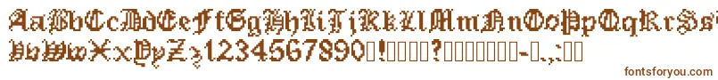 PixeledEnglishFont-fontti – ruskeat fontit valkoisella taustalla