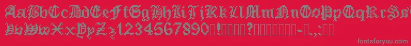 Fonte PixeledEnglishFont – fontes cinzas em um fundo vermelho