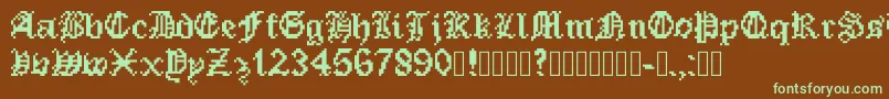 PixeledEnglishFont-fontti – vihreät fontit ruskealla taustalla