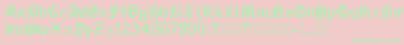 PixeledEnglishFont-Schriftart – Grüne Schriften auf rosa Hintergrund