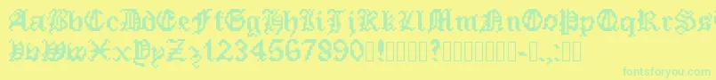 フォントPixeledEnglishFont – 黄色い背景に緑の文字