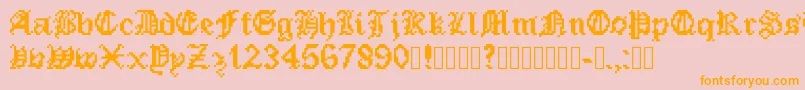 PixeledEnglishFont-fontti – oranssit fontit vaaleanpunaisella taustalla