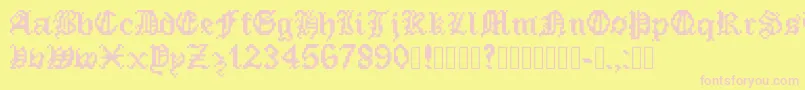 PixeledEnglishFont-fontti – vaaleanpunaiset fontit keltaisella taustalla