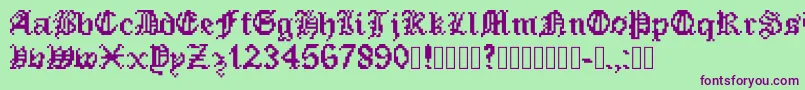 Шрифт PixeledEnglishFont – фиолетовые шрифты на зелёном фоне