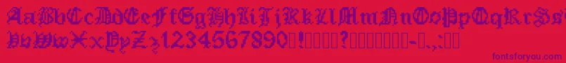 PixeledEnglishFont Font – Purple Fonts on Red Background