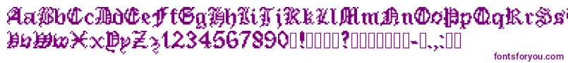 PixeledEnglishFont-fontti – violetit fontit valkoisella taustalla