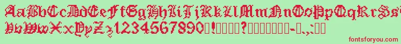 PixeledEnglishFont-fontti – punaiset fontit vihreällä taustalla