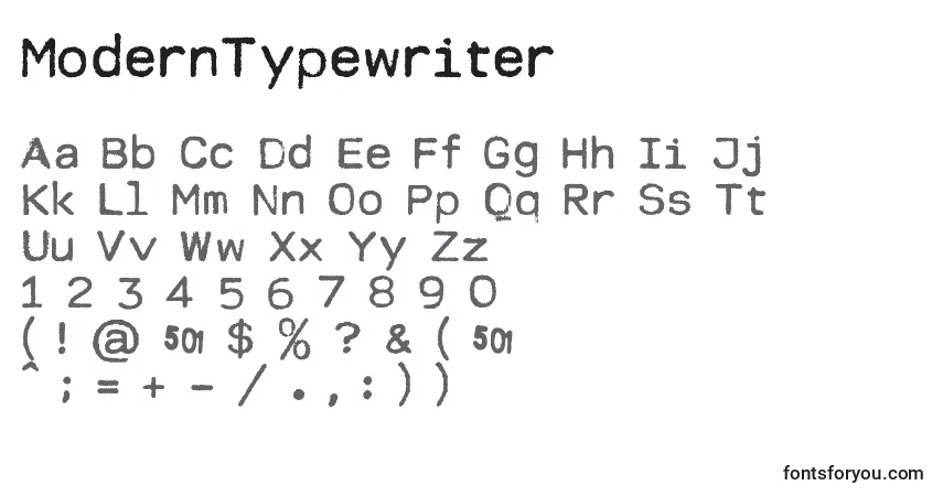 A fonte ModernTypewriter – alfabeto, números, caracteres especiais