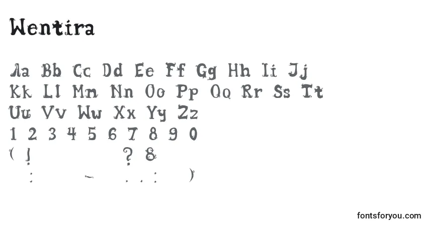 A fonte Wentira – alfabeto, números, caracteres especiais