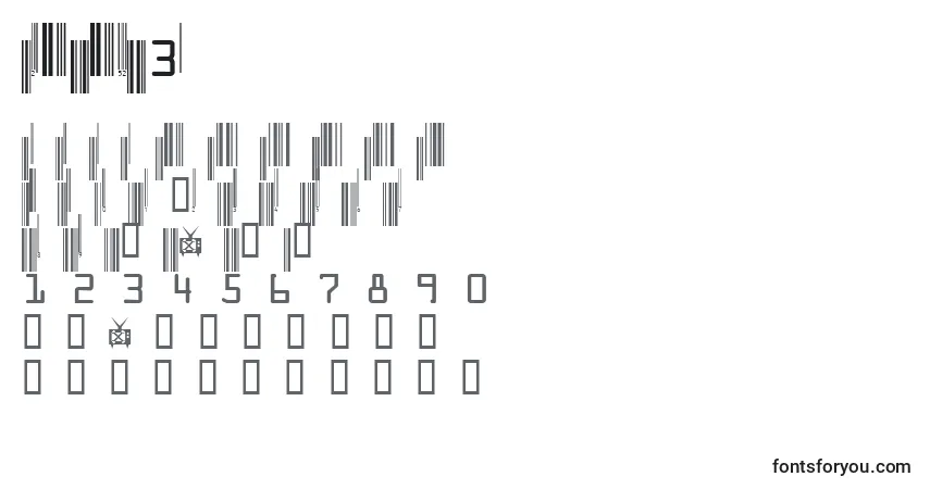 Schriftart CodeXeroV3c – Alphabet, Zahlen, spezielle Symbole