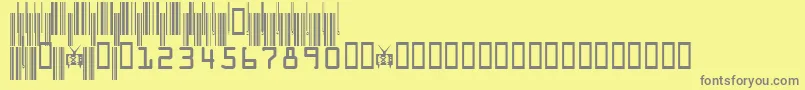 CodeXeroV3c-fontti – harmaat kirjasimet keltaisella taustalla